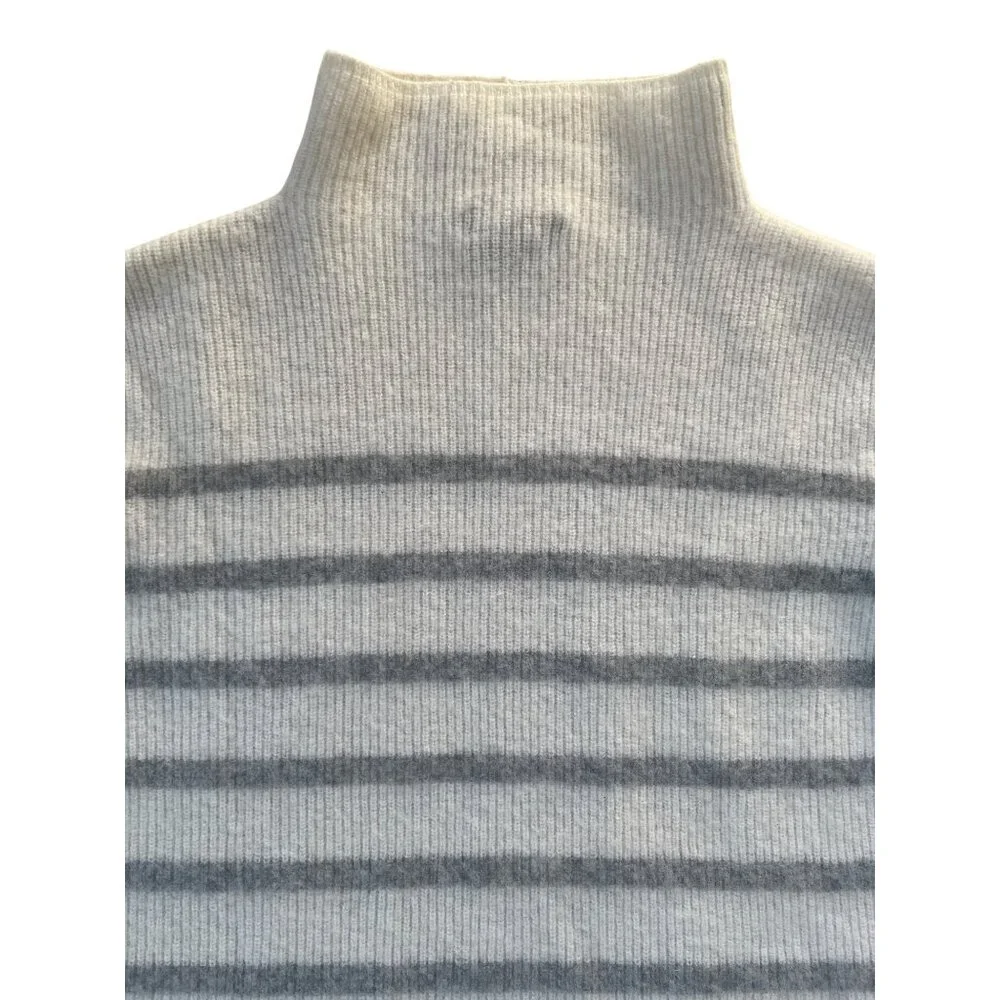 Forte Cashmere Women's XL 100% Cashmere Neutral Stripe Turtleneck Sweater - Picture 11 of 13
